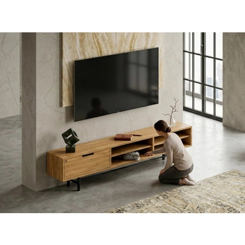 Szafka RTV-56 Drewno Lite Dąb Loft Lakier Rozmiary od 100 cm do 200 cm PREMIUM